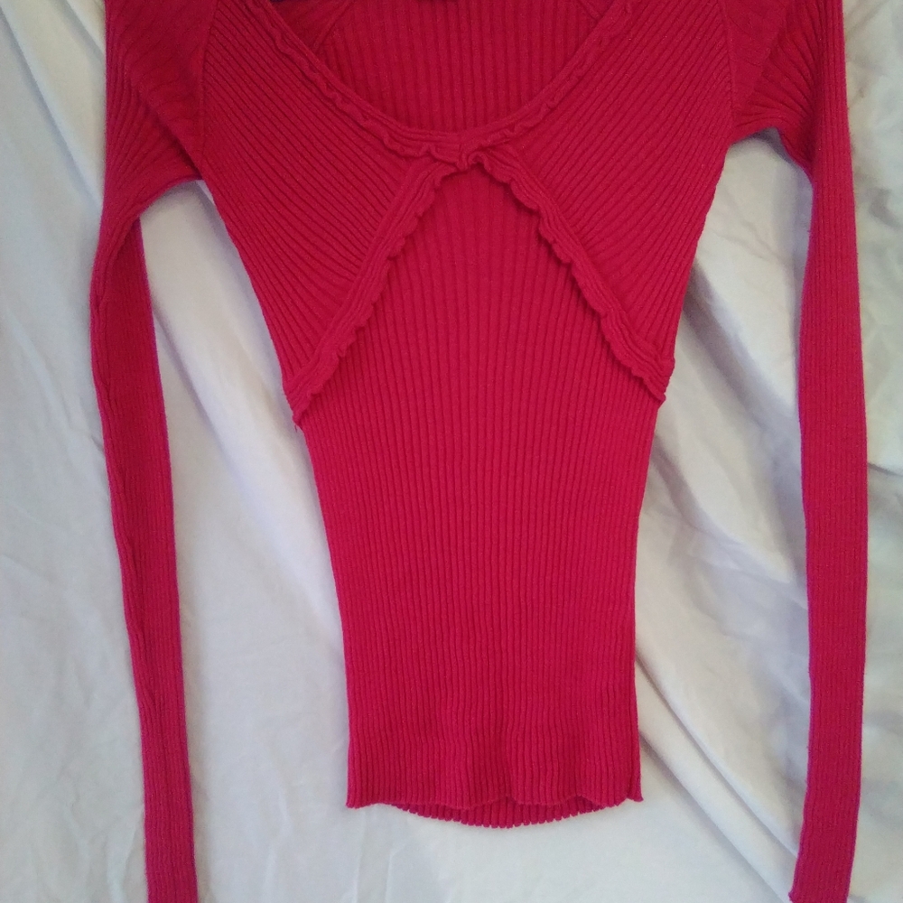 Armani Exchange Pinkish Red long sleeve sweater,80% Silk.